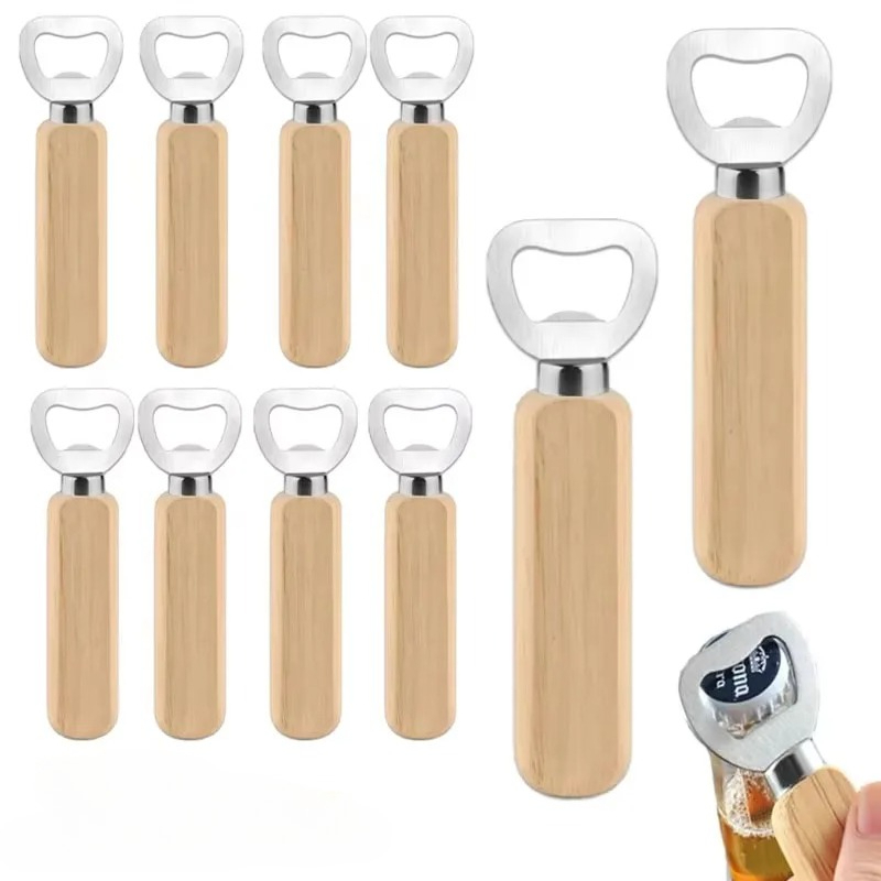 Kitchen Gadgets For Gifts - Ouvre-bouteille en acier inoxydable et bois